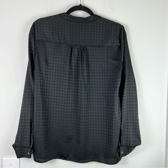 Jones New York button front top womens size 4 black long sleeve stretch - Picture 5 of 5